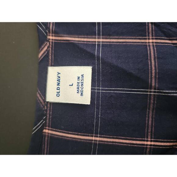 Old Navy Blue Plaid Knee Length Dress Short Sleeve Flutter Size Large - Picture 4 of 6